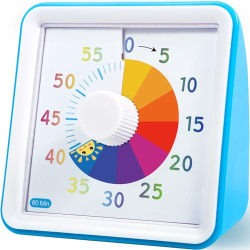 VIPNAJI Temporizador Visual de Cuenta Regresiva 60 Minutos, Silencioso para Cocina, Herramienta de Gestión del Tiempo para Niños y Adultos, Ajuste Rápido