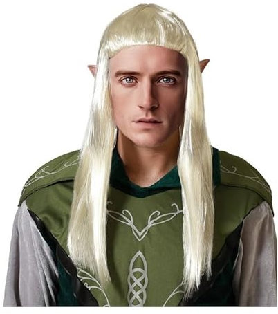 Atosa Elfen-Perücke Blond, Herren, Faser, Elfenperücke, Perücke