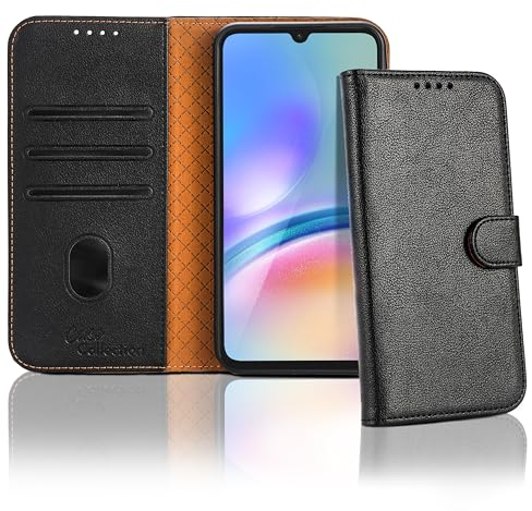 Case Collection for Samsung A15 Phone Case and Screen Protector - Leather Folio Flip [Kickstand] Shockproof Cover [RFID Blocking] Magnetic Wallet for Samsung Galaxy A15 5G Case Black