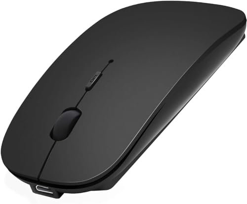 Souris Bluetooth Rechargeable Compatible avec Macbook/iPad/iPhone(iOS13.1.2 ou Supérieur)/PC, Mini Souris Silencieuse pour Android/Windows/Linux, 3 DPI Réglable Bluetooth Nior
