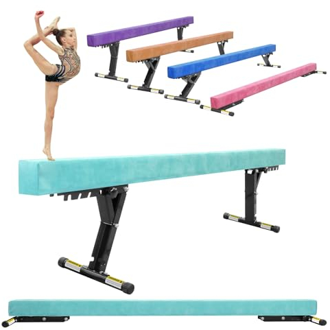 SportBob Schwebebalken Kinder Klappbar 244cm, 5 Höhen Einstellbar, Hohe und Niedrige Ebene, Balken Turnen Balancierbalken für Zuhause Outdoor Indoor Training, Gymnastikbalken Trainingsgeräte mit Bein