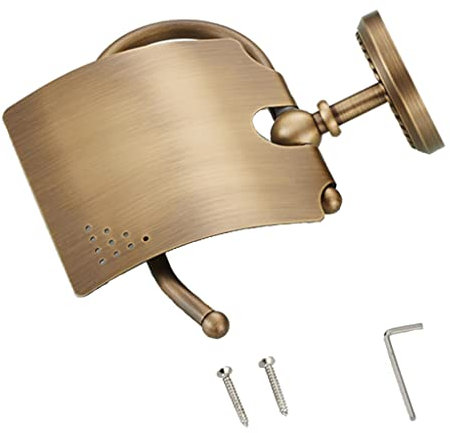 BaoFufc Antique Tissue Roll Dispenser Holder Home Wall Hanging Toilet Tissue Holder with Baffle Bathroom Hardware Brass Holder Storage Stand Wall Mount for Bathrooms