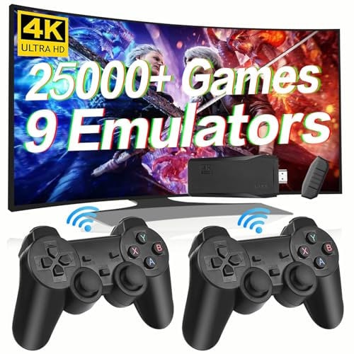 HeavenBird Wireless Retro Game Console, Plug & Play Video TV Game Stick with 20000+ Games, 64G, 10 Emulators, 4K HDMI Nostalgia Stick Game for TV, Dual 2.4G Wireless Controllers