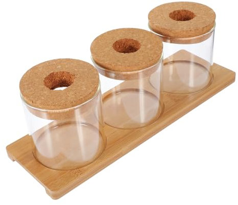 CAXUSD 1 Ensemble De Jardinière d'eau en Bambou Vase Hydroponique en Verre À Haute Teneur en Borosilicate Station De Propagation De Plantes Jardinière en Verre Hydroponique