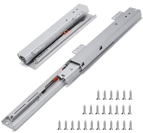 EFUTURETIME 2 x 20 cm Schubladenschienen Vollauszug 38 cm Schubladenauszug Softclose Schwerlast, Unterflurführung Bodenmontage mit 26 Schrauben