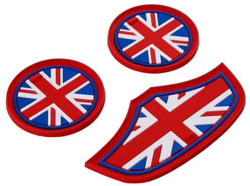 Silicone Car Cup Holder Coasters, Anti-Slip Soft Cars Holder Accessories Union Jack UK Flag Style Insert Vehicle Car Cup Mats Compatibled with Mini F55 F56 F60