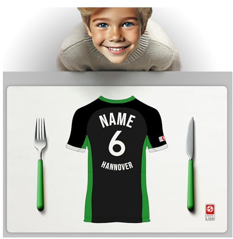 Hannover Fanartikel Tischset PERSONALISIERTES Geschenk, passend für Hannover Fans, Geschenk Jungen, Fussball Männergeschenke Hannover Trikot Geburtstag Weihnachten Platz-Set TS24DEDE