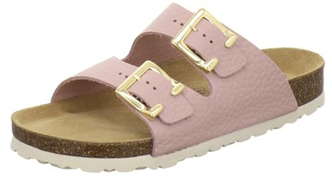 AFS-Schuhe 2110S, Sandalen Damen bequem Leder, Sommer Pantoletten mit Fußbett flach (38 EU, rose)