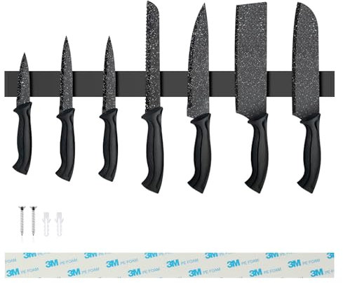 Sampoes Magnetleiste Messer 50cm, Edelstahl Messerhalter Magnetisch, Magnet Messerhalter Schraube, Magnetleiste Selbstklebend für Messer und Utensilien