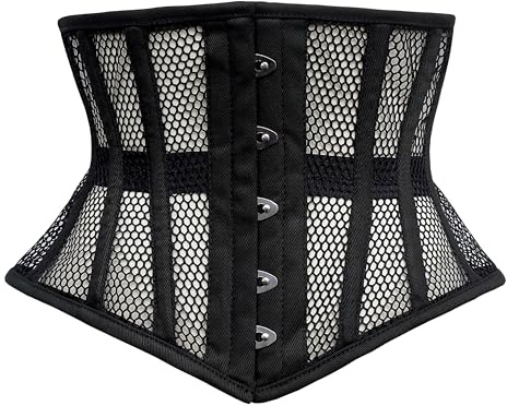 Dewans Corset taille entraînement acier désossé femmes cincher sous buste wespie maille corset, Noir, 5XL