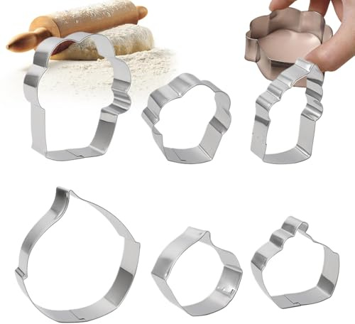 Keksausstecher für Cupcakes, Keksausstecher, Eis, Kuchenausstecher, 6-teilig, Edelstahl, Gadgets, niedliche Backwerkzeuge, Küchenutensilien für Kinder