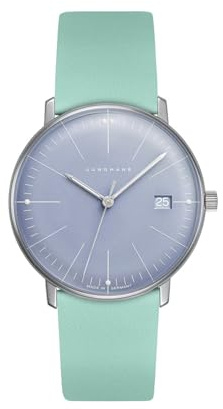 JUNGHANS max Bill Damenuhr mit Lederband Hellgrün/Hellblau 47/4554.02