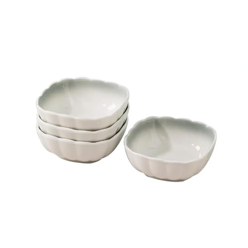Ciotole per Immersione, Ciotole per Salsa, Piatti di Contorno Quadrati in Porcellana Grigio Chiaro e Bianco, Ciotole per Immersione per Sushi