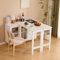 Merax Table de bar extensible avec espace de rangement, buffet avec table extensible pliable, table d'appoint, table de bistro, comptoir de cuisine, blanc, 122-238 x 80 x 82 cm