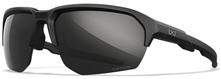 Wiley X JAKL Ballistische Sonnenbrille, Sicherheitsbrille für Damen und Herren, UV-Schutz, für Aufnahmen und Outdoor-Aktivitäten, Mattschwarz und Hellbraun, Medium-Large