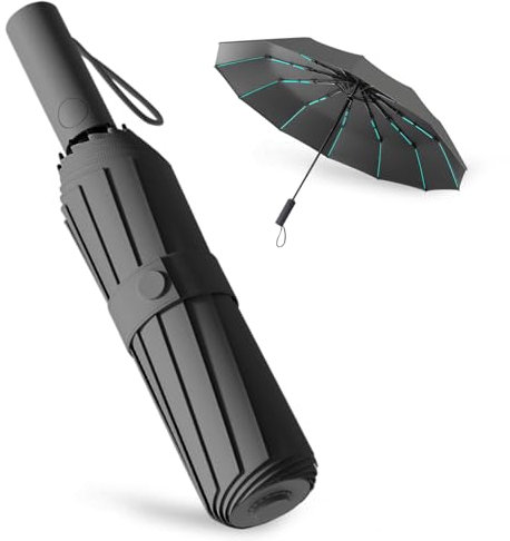 Paraguas Repel Umbrella Windproof Travel Umbrellas for Rain - Easy Auto Open Close, Durable & Compact Umbrella, Strong Fiberglass Frame (Negro)
