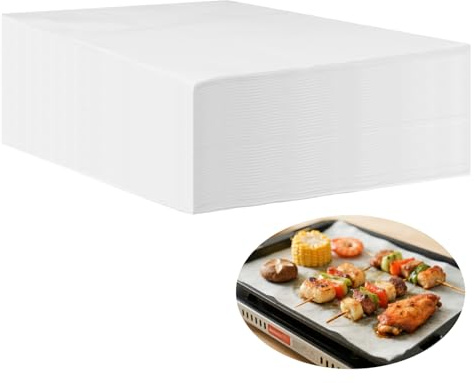 YUENPUN 500 fogli di carta da forno pretagliata, 40 x 30 cm, antiaderente, rivestita in silicone, per forno, pane, pizza, hamburger, patatine fritte