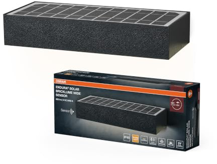 OSRAM Endura Style BRICKLUME Solar Light, 6W, 850lm, Dark Gray, indirect Lighting, Motion Sensor, Daylight Sensor, IP65 Protection, 3000K Color Temperature, Warm White Light Color