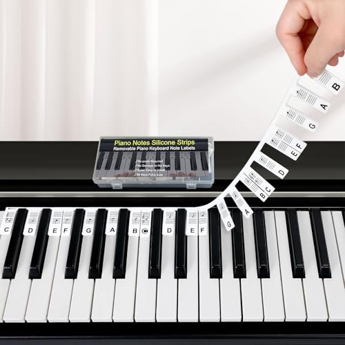 AUNHOKE Removable Piano Keyboard Stickers for Beginners, Silicone Piano Note Labels 88-Key Full Size Keyboards, Reusable Piano Stickers, Easy Learning for Kids and Adults