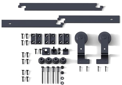 6/6.6 Foot Double Folding Sliding Door Kit, 2 Door Sliding Door Hardware Kit System [Hardware Kit Only, No Door](201CM 6.6FT Rail Kit)