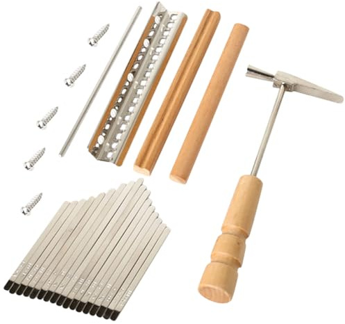 HOUDERCO Kalimba 17 Tasten Selbstgemacht Keys Bridge Kit aus Metall mit Stimmhammer Daumenklavier Ersatzteile für Anfänger und Musiker