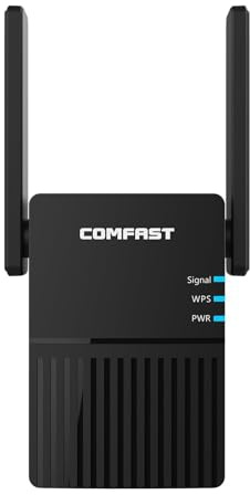 COMFAST WLAN Verstärker, 1200 Mbit/s Dualband WLAN Repeater mit 2 Antennen, WPS, MU-MIMO, Signalanzeige, kompakt, Gute Wärmeabfuhr, ausschließlich im Repeater-Modus nutzbar, ideal für Heim und Büro