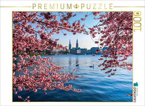 CALVENDO Puzzle Japanische Kirschblüten an der Binnenalster | 1000 Teile Lege-Größe 64 x 48 cm Foto-Puzzle für glückliche Stunden