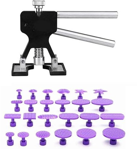 GS 25pcs Kit de reparación de auto equipo de reparación de abolladuras granizo daños puerta Ding Dent Herramientas de eliminación de abolladuras DENT elevador de ventosa con pegamento pestañas