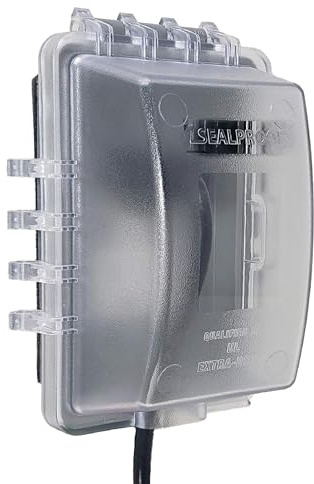 Sealproof 1-Gang Weatherproof in Use Electrical Power Outlet Cover, Single Gang Outdoor Plug and Receptacle Protector, Lockable, UL Extra Duty Compliant, 18-in1, Plastic Clear Frost