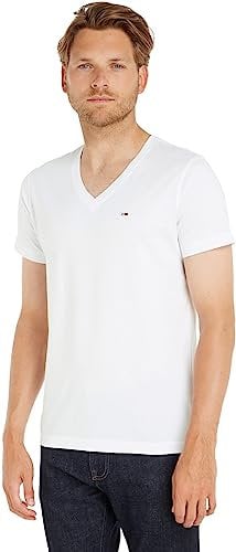 Tommy Jeans TJM ORIGINAL JERSEY V NECK TEE DM0DM04410, Camiseta, Hombre, Classic White, L