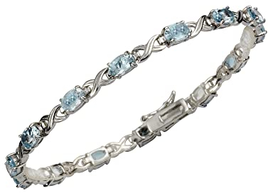 Zeeme Gemstones Damen Armband 925/- Sterling Silber 19cm Rhodiniert Topas weiß 358260114