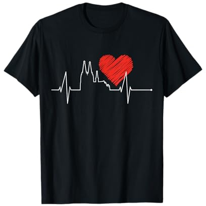 Köln Skyline Herzschlag Dom Herz Kölner Karneval Liebe Köln T-Shirt