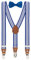 BomGuard 3 Clips Kinder Hosenträger Fliege Set - Kleinkind Junge Mädchen,gestreift blau