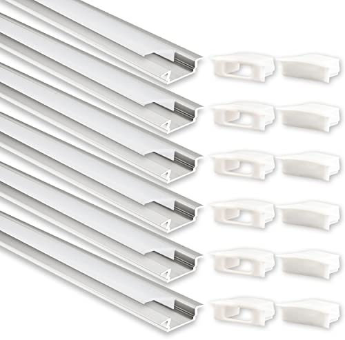 INNOVATE LED Leiste Aluminium [6x1m Aluprofil LED Streifen Set] U Profil Aluminium Indirekte Beleuchtung I Lichtleiste Deckenleisten (Silber/Milchig, Einbauprofil Mini)