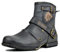 OSSTONE Chukka Stivali Cowboy Boots Maschio Mens Motociclo Botas Cerniera su in Pelle Vitello Western retrò Stile Uomo Stivali Piatto Caviglia Boots 5008-1-NH-IT Grigio US9(EU42)