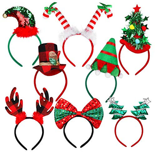 URATOT Weihnachtsparty-Haarreifen, für Weihnachten, Party, Kostüm, Rentier-Haarreifen, Foto-Requisite, 8 Stück