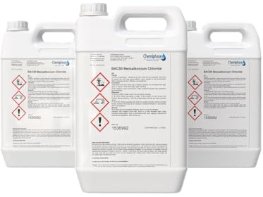 BAC 50 Benzalkonium Chloride 50% – Powerful Algaecide & Fungicide – Removes Algae, Bacteria – Industrial-Strength Biocide for Hard Surfaces, Pools & Water Treatment – 4 x 5 Litres (20L)