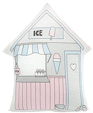 GreenGate Kissen Ellison Weiß/Rosa 30x40 mit Füllung Haus Form Motiv Ice Laden