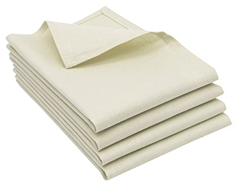 ZOLLNER 4er Set Geschirrtücher, Küchentücher, 50x70 cm, Halbleinen, beige