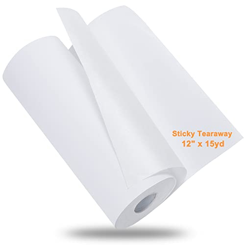 New brothread Klebrig Selbstklebend Tear Away (Reißvlies) Maschinen Stickvlies 12x15Yd (30.5cmx14M) rollen - Mittleres Gewicht für Aufgerauten Stoff & Rahmenlose Stickerei