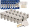 GERCAR Pro Lot de 6 cylindres à bouton, à fermeture identique, 45/45 mm, avec 30 clés, pour serrure de porte, longueur : 90 mm, A : 45, B : 45, en laiton mat massif