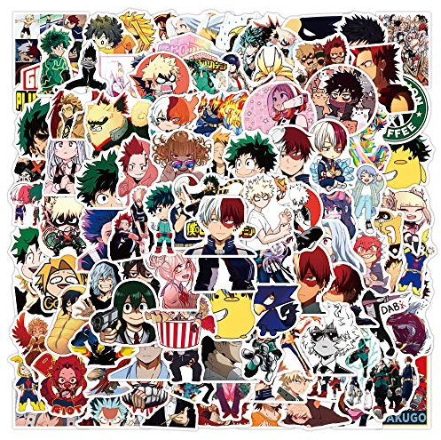 My Hero Academia Sticker Pack 100pcs, Vinyl Anime Sticker Decals für Wasserflaschen Laptop Skateboard Notebook, Geschenk für Erwachsene Kinder Teens