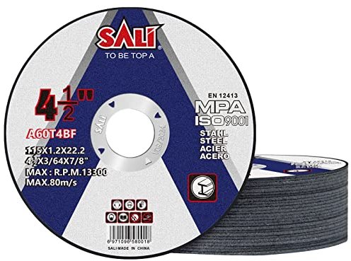 SALI 25 Stück Trennscheibe 115 Metall Ø 115 x 1,2 x 22,23 mm Trennscheiben für Winkelschleifer Metall, Stahl, Edelstahl Betrieb bis zu Drehzahlen Schneidscheiben Flexscheiben 13300 und 80 M/S
