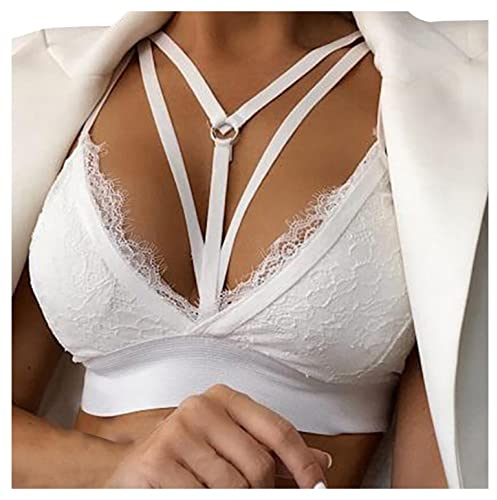 Mode Geschirr Punk Gothic BHS Riemchen Eingesperrt Dessous Elastisch Bandage Damen unter geführt Hollow Bra Verband BH Harness Elastische Sexy Body Cage BH Halter Crop Top Bustier Hohle BH BL28