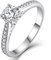 YL Verlobungsring für Sie 925 Sterling Silber Schliff 5A Runder Zirkonia Ring Solitaire Band Schmuck Geschenk für Damen(Größe 58)