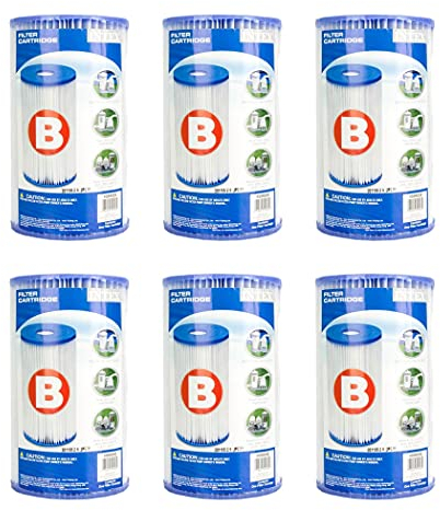 Intex 29005E Lot de 6 cartouches filtrantes de rechange pour piscine Type B Facile à nettoyer Matériau Dacron