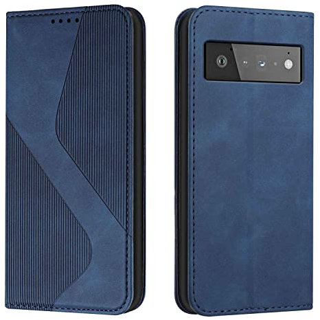 Mo-Somnus Kompatibel mit Google Pixel 6 Pro Hülle, Magnet PU Leder Flip Wallet Case Tasche Handyhülle, Stoßfeste Schutzhülle Google Pixel 6 Pro Brieftasche Klapphülle mit [Kartenfächer] (Blau)