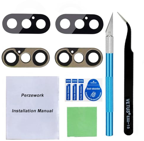 Perzework 2 Pezzi Originale Posteriore Posteriore Fotocamera Lente Vetro di Ricambio per iPhone Xs Max e iPhone Xs con Adesivo pre-installato e Kit di Riparazione