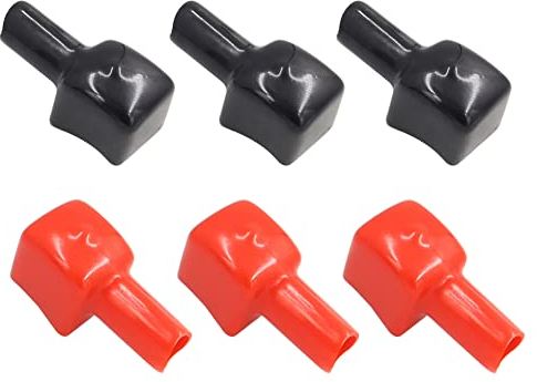 6 Stück Autobatterie Polabdeckung, MoreChioce Positive und Negative Schutzkappe Batteriepolabdeckung PVC isolierende Kunststoff-Batteriepolabdeckung Batterieschalter Terminal Covers