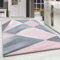 HomebyHome Teppich Wohnzimmer 140x200 cm Rosa Geometrisch Abstrakt Design - Schlafzimmer Teppich Kurzflor Extra Weich Pflegeleicht Teppiche für Küche Esszimmer Jugendzimmer Kinderzimmer